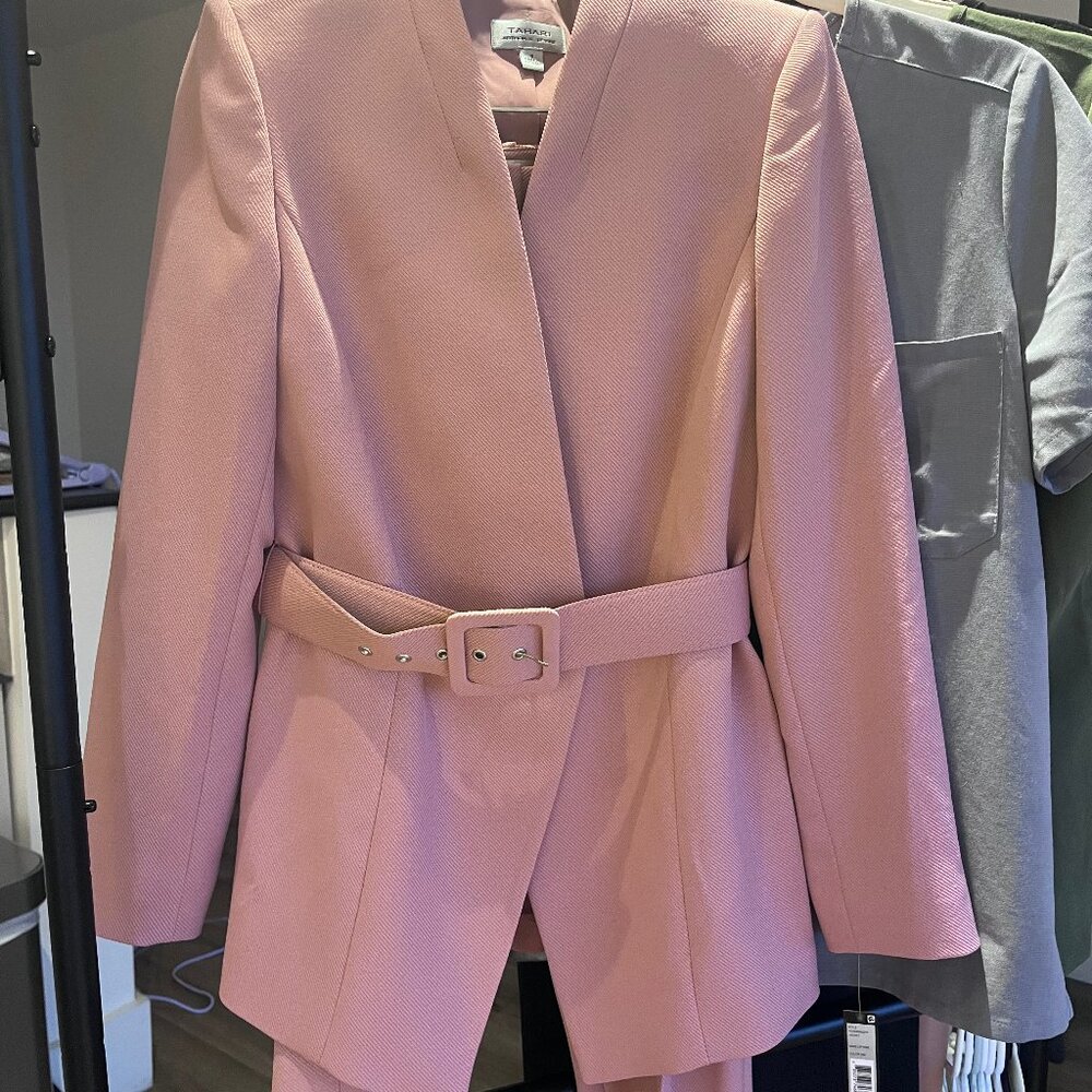 Tahari Pink Belted Pant suit